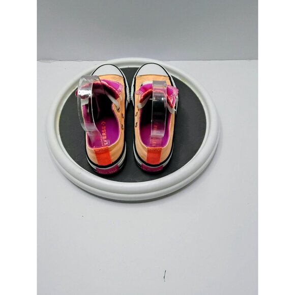 Converse Kids Shoes 13 US Peach & Pink Canvas Low-Top Sneakers With Velcro Strap - Picture 6 of 7